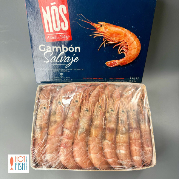 Креветки дикие аргентинские с головой L2, сыромороженные (1 кг)