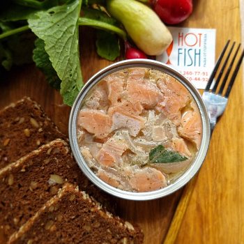 Пресервы "Хе из кеты Монако с луком" HOT FISH, 200 г