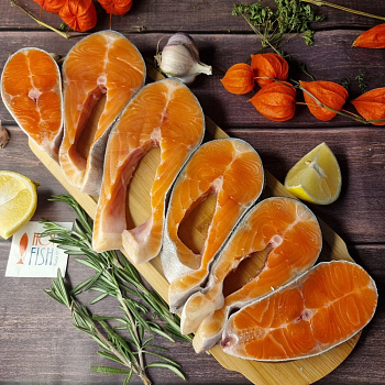 Стейки форели морской, Premium, некалиброванные, ~800г