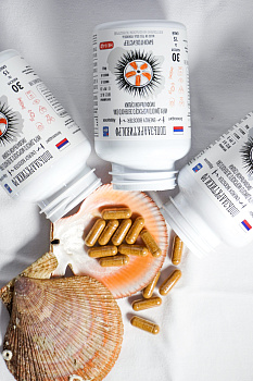 Икра дикого морского зеленого ежа,лиофильной сушки ( Белковый концентрат) 30 капсул