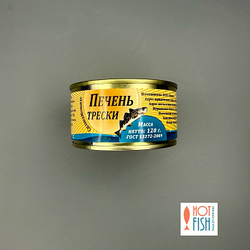 Печень трески натуральная, Мурманск, ж/б, 120г (из мороженого сырья)